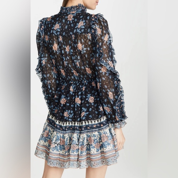 Ulla Johnson Dani black floral chiffon mini dress | 4 - Picture 4 of 12